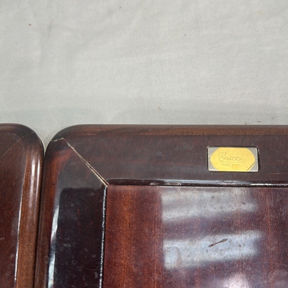 Vintage Gucci Silver Plated & Mahogany Double 4x4 Picture Frame - Picture 6 of 16